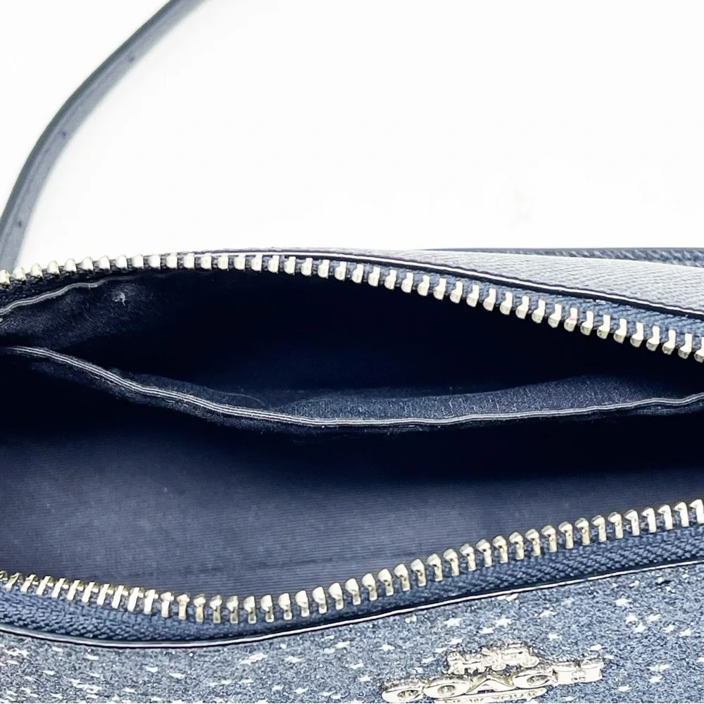 Coach Top Handle Pouch With Star Glitter Crossgrain Leather Bag Crossbody - Picture 12 of 12